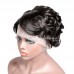 #1B Natural Color Human Hair Curly Wig T Part Pixie Cut Wigs