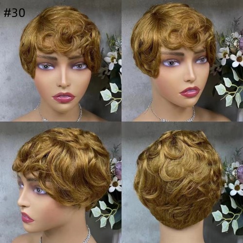 Colored Pixie Cut Human Hair Wig Full Machine-made Wig | Human Hair Wig | Lace Front