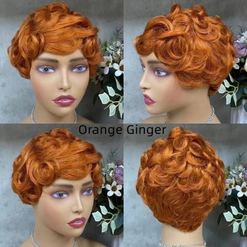 Colored Pixie Cut Human Hair Wig Full Machine-made Wig | Human Hair Wig | Lace Front