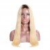 Black Root Ombre #613 Blonde Straight Human Hair 4x4 5x5 Lace Closure Wig