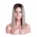 1B/Grey Straight BOB Lace Front Wig Human Hair Bob Wig
