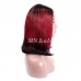 Black Root 1b/red/1b Ombre Color Straight BOB Lace Closure Wig