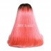 Black Root 1b/Pink Ombre Color Straight BOB Lace Closure Wig