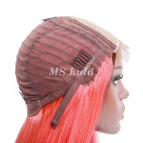Black Root 1b/Pink Ombre Color Straight BOB Lace Closure Wig | Human Hair Wig | Lace Front