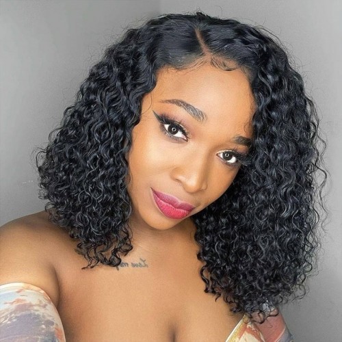 Human Hair Kinky Curly T Part Bob Wig | Human Hair Wig | Lace Front