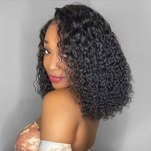 Human Hair Kinky Curly T Part Bob Wig | Human Hair Wig | Lace Front