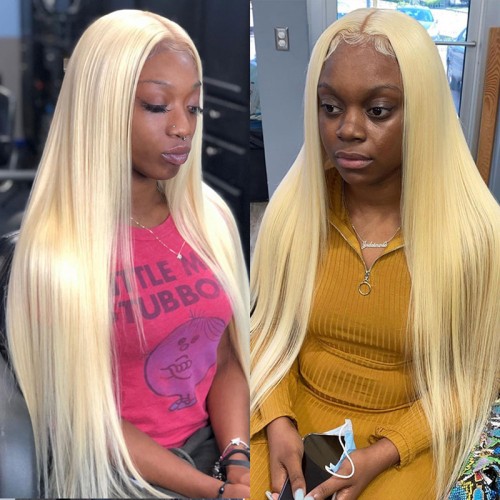#613 Blonde Human Hair Straight Transparent Lace 13x4 Full Frontal Wig | Human Hair Wig | Lace Front