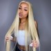 #613 Blonde Human Hair Transparent Lace Silky Straight Full Lace Wig