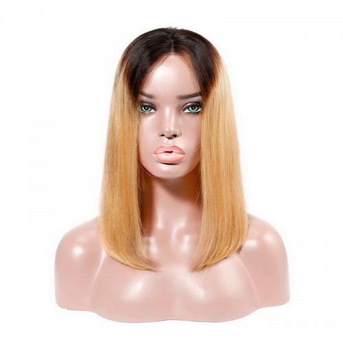 Black Root Ombre 1B/27 Straight BOB Lace Front Wig | Human Hair Wig | Lace Front