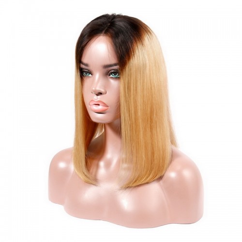 Black Root Ombre 1B/27 Straight BOB Lace Front Wig | Human Hair Wig | Lace Front