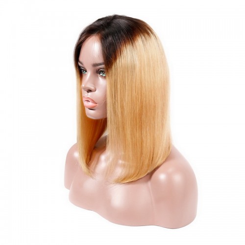 Black Root Ombre 1B/27 Straight BOB Lace Front Wig | Human Hair Wig | Lace Front