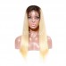 Black Root 1b/613 Ombre Virgin Human Hair Lace Front Wigs Silky Straight