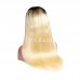 Black Root 1b/613 Ombre Virgin Human Hair Lace Front Wigs Silky Straight