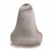 Black Root Ombre Silver Grey Straight Human Hair Pre-made 13x4 Lace Front Wig