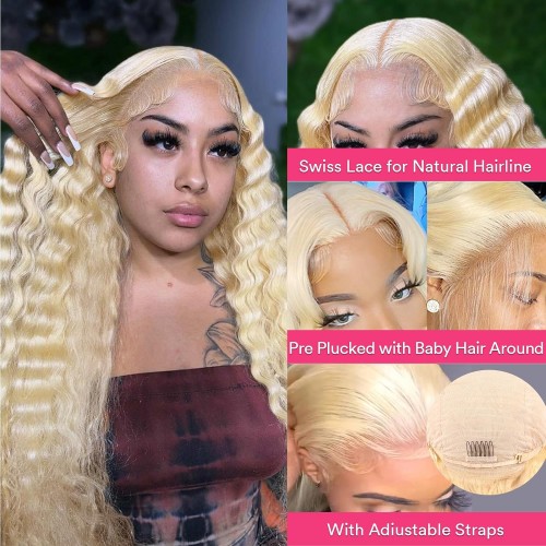 #613 Blonde Deep Wave Human Hair 13x4 Lace Front Wig | Human Hair Wig | Lace Front