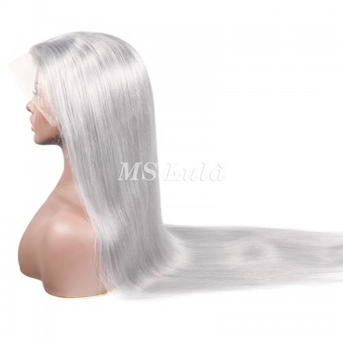 Ms Lula Silver Grey Straight Human Hair 13x4 Lace Front Wig | Human Hair Wig | Lace Front