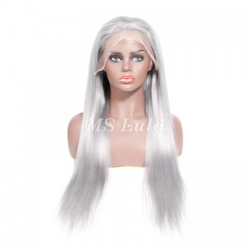 Ms Lula Silver Grey Straight Human Hair 13x4 Lace Front Wig | Human Hair Wig | Lace Front