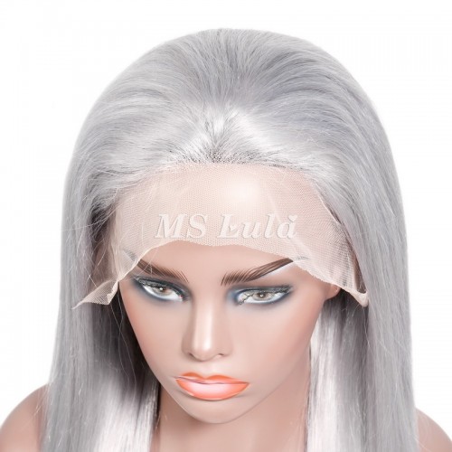 Ms Lula Silver Grey Straight Human Hair 13x4 Lace Front Wig | Human Hair Wig | Lace Front
