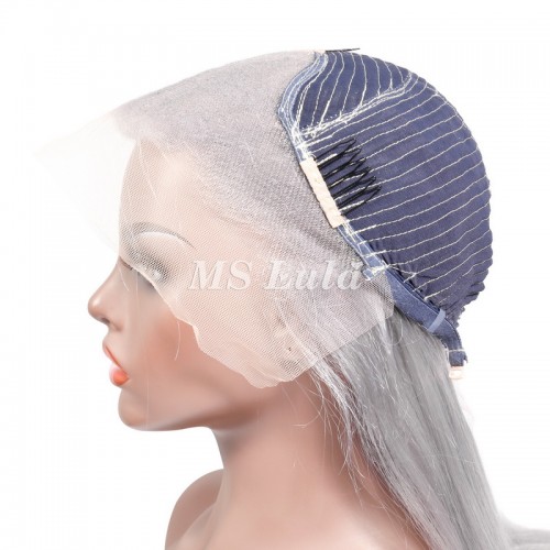 Ms Lula Silver Grey Straight Human Hair 13x4 Lace Front Wig | Human Hair Wig | Lace Front