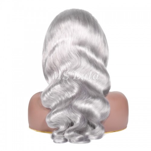 Ms Lula Silver Grey Body Wave Human Hair 13x4 Lace Front Wig | Human Hair Wig | Lace Front