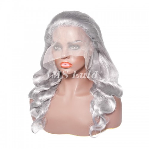 Ms Lula Silver Grey Body Wave Human Hair 13x4 Lace Front Wig | Human Hair Wig | Lace Front