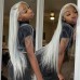Ms Lula Silver Grey Straight Human Hair 13x4 Lace Front Wig