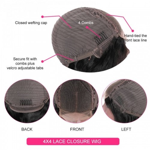 Brazilian Hair Straight 4x4 Lace Closure Bob Wig | Human Hair Wig | Lace Front