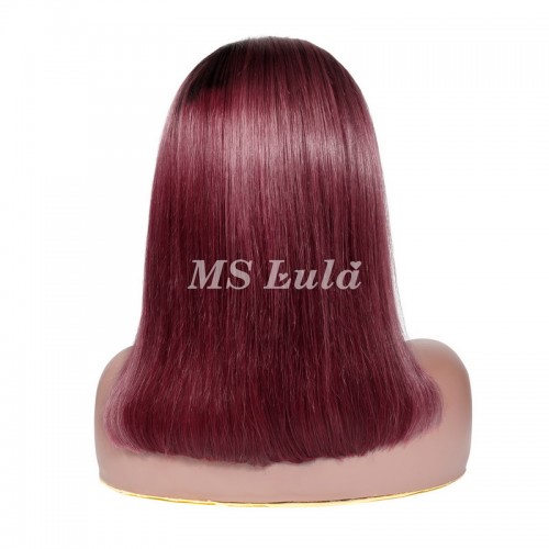 Black Root 1B/99J Ombre Color Straight BOB Lace Front Wig | Human Hair Wig | Lace Front