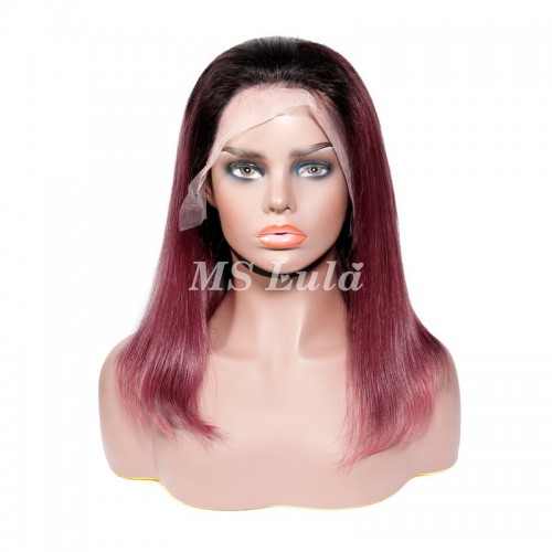 Black Root 1B/99J Ombre Color Straight BOB Lace Front Wig | Human Hair Wig | Lace Front