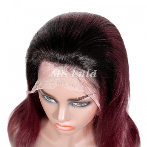 Black Root 1B/99J Ombre Color Straight BOB Lace Front Wig | Human Hair Wig | Lace Front