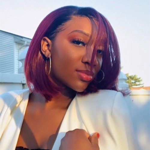 Black Root 1B/99J Ombre Color Straight BOB Lace Front Wig | Human Hair Wig | Lace Front