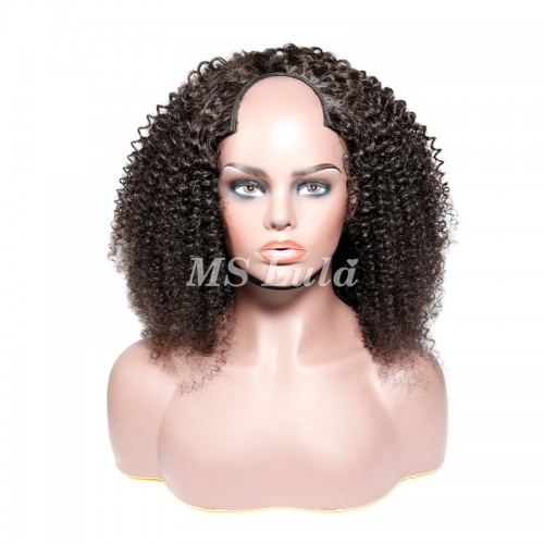 Virgin Human Hair Afro Kinky Curly V Part Wigs | Human Hair Wig | Lace Front