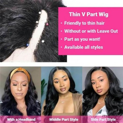 Virgin Human Hair Body Wave V Part Wigs | Human Hair Wig | Lace Front