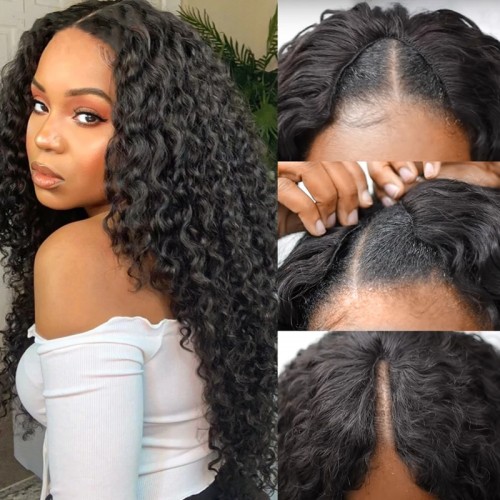 Virgin Human Hair Deep Wave V Part Wigs | Human Hair Wig | Lace Front