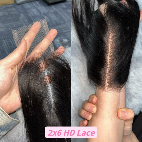 2x6 Virgin Hair Straight HD/Transparent Lace Closure | Human Hair Wig | Lace Front