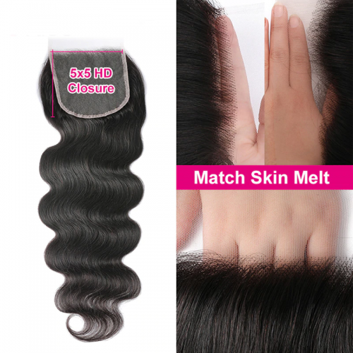 Virgin Body Wave Hair Bundles With 5x5 Transparent/HD Lace Closure | Human Hair Wig | Lace Front
