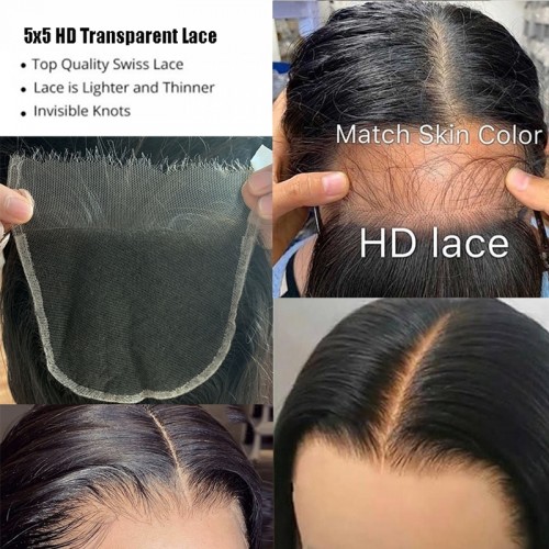 Virgin Loose Deep Wave Hair Bundles With 5x5 Transparent/HD Lace Closure | Human Hair Wig | Lace Front