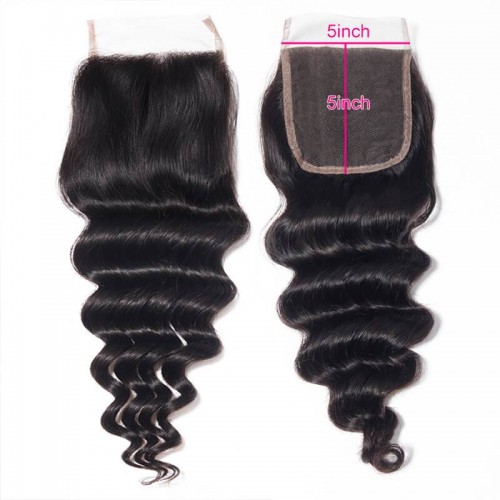Virgin Loose Deep Wave Hair Bundles With 5x5 Transparent/HD Lace Closure | Human Hair Wig | Lace Front