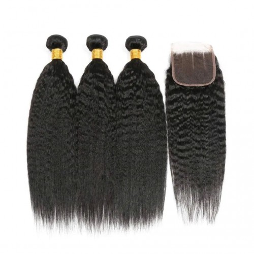 Virgin Kinky Straight Hair Bundles With 5x5 Transparent/HD Lace Closure | Human Hair Wig | Lace Front