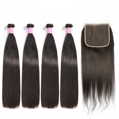 Virgin Straight Hair Bundles With 6x6 Transparent/HD Lace Closure | Human Hair Wig | Lace Front