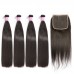 Virgin Straight Hair Bundles With 6x6 Transparent/HD Lace Closure