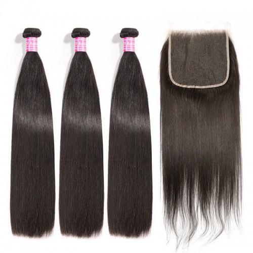 Virgin Straight Hair Bundles With 6x6 Transparent/HD Lace Closure | Human Hair Wig | Lace Front