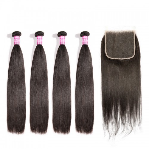 Virgin Straight Hair Bundles With 5X5 Transparent/HD Lace Closure | Human Hair Wig | Lace Front