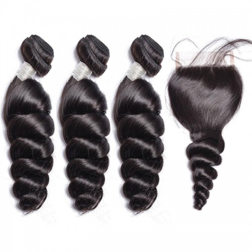 Virgin Loose Wave Hair Bundles With 5X5 Transparent/HD Lace Closure | Human Hair Wig | Lace Front