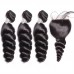 Virgin Loose Wave Hair Bundles With 5X5 Transparent/HD Lace Closure
