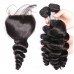 Virgin Loose Wave Hair Bundles With 5X5 Transparent/HD Lace Closure