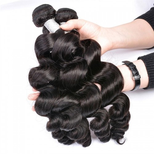 Virgin Loose Wave Hair Bundles With 5X5 Transparent/HD Lace Closure | Human Hair Wig | Lace Front