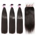 Virgin Straight Hair Bundles With 5X5 Lace Closure