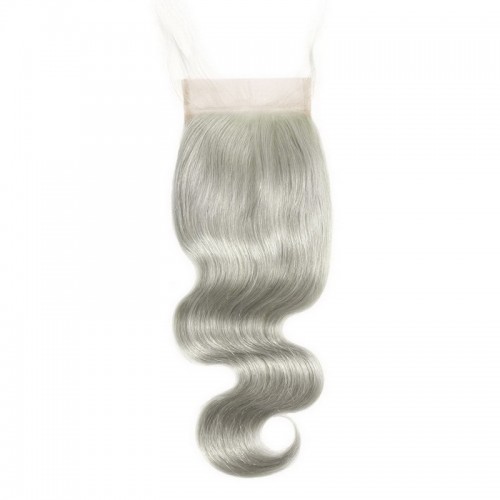 4X4 Silver Grey Virgin Hair Body Wave Lace Closure | Human Hair Wig | Lace Front