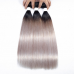 Virgin Hair Natural Straight Ombre Dark Roots Grey Hair Bundles